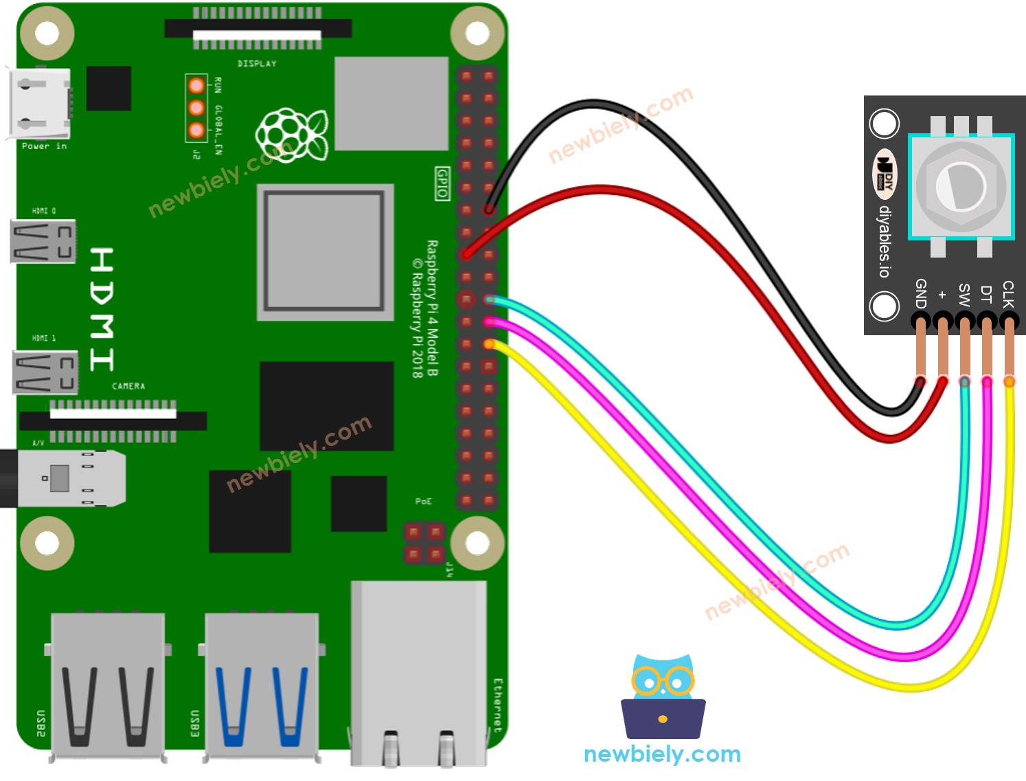 Schéma de câblage du codeur rotatif Raspberry Pi