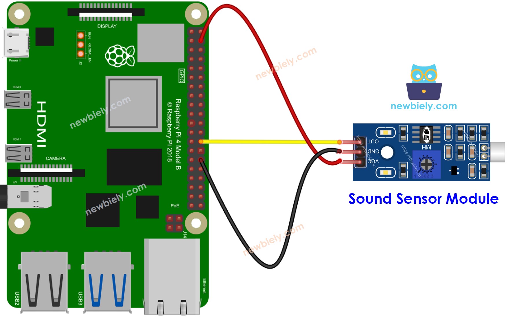 Schéma de câblage du capteur sonore Raspberry Pi