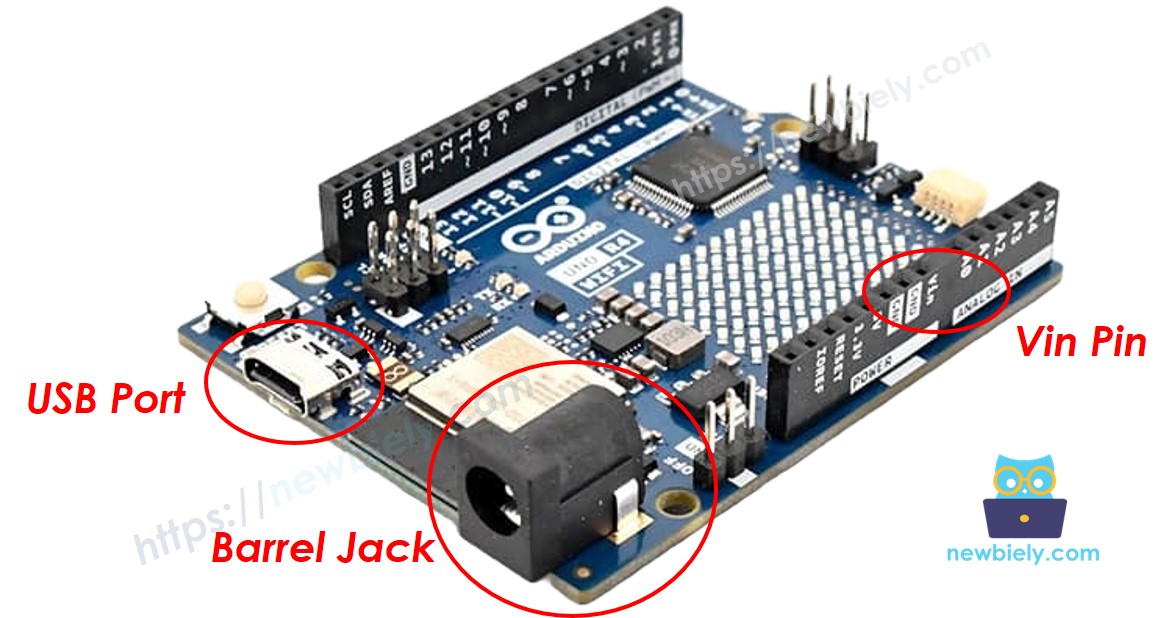 Trois façons d'alimenter l'Arduino UNO R4